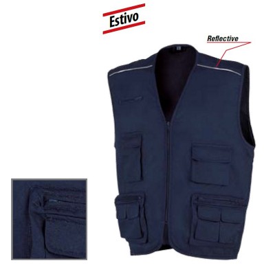 Gilet multitasche 100% cotone non imbottito SCOOP blue