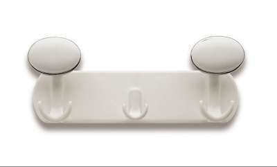 APPENDIABITI DA PARETE 2 POSTI RESINA GROFFATA BIANCA con BORDO GRIGIO ART. AT92